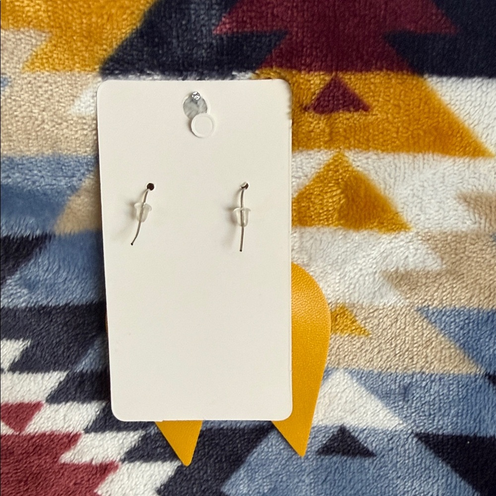 Yellow Teardrop Leather Earrings - Picture 3 of 3